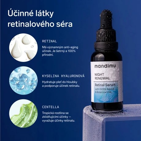 Noční retinalové sérum Night Renewal s 0,05 % retinalu & rostlinnými oleji 30 ml