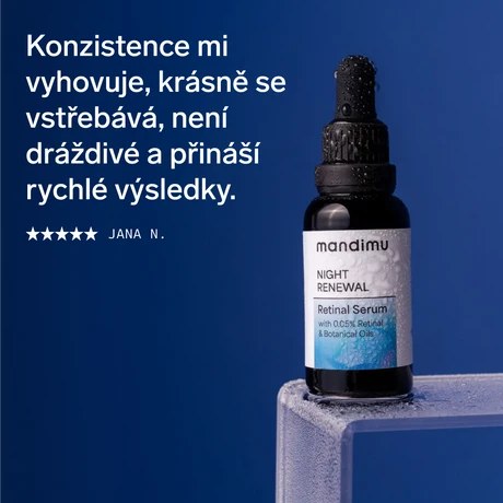 Noční retinalové sérum Night Renewal s 0,05 % retinalu & rostlinnými oleji 30 ml